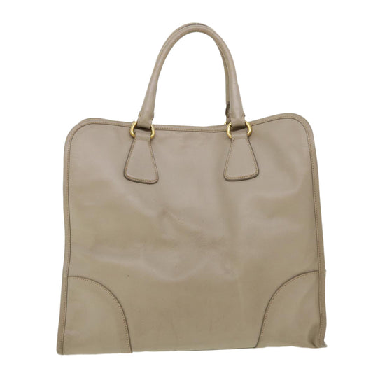PRADA Hand Bag Safiano Leather Gray Auth