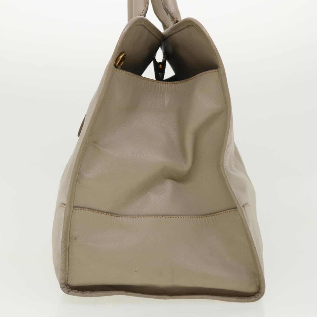 PRADA Hand Bag Safiano Leather Gray Auth