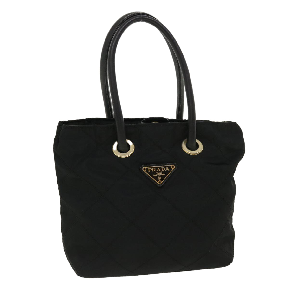 Prada Quilted Hand Bag Nylon Black