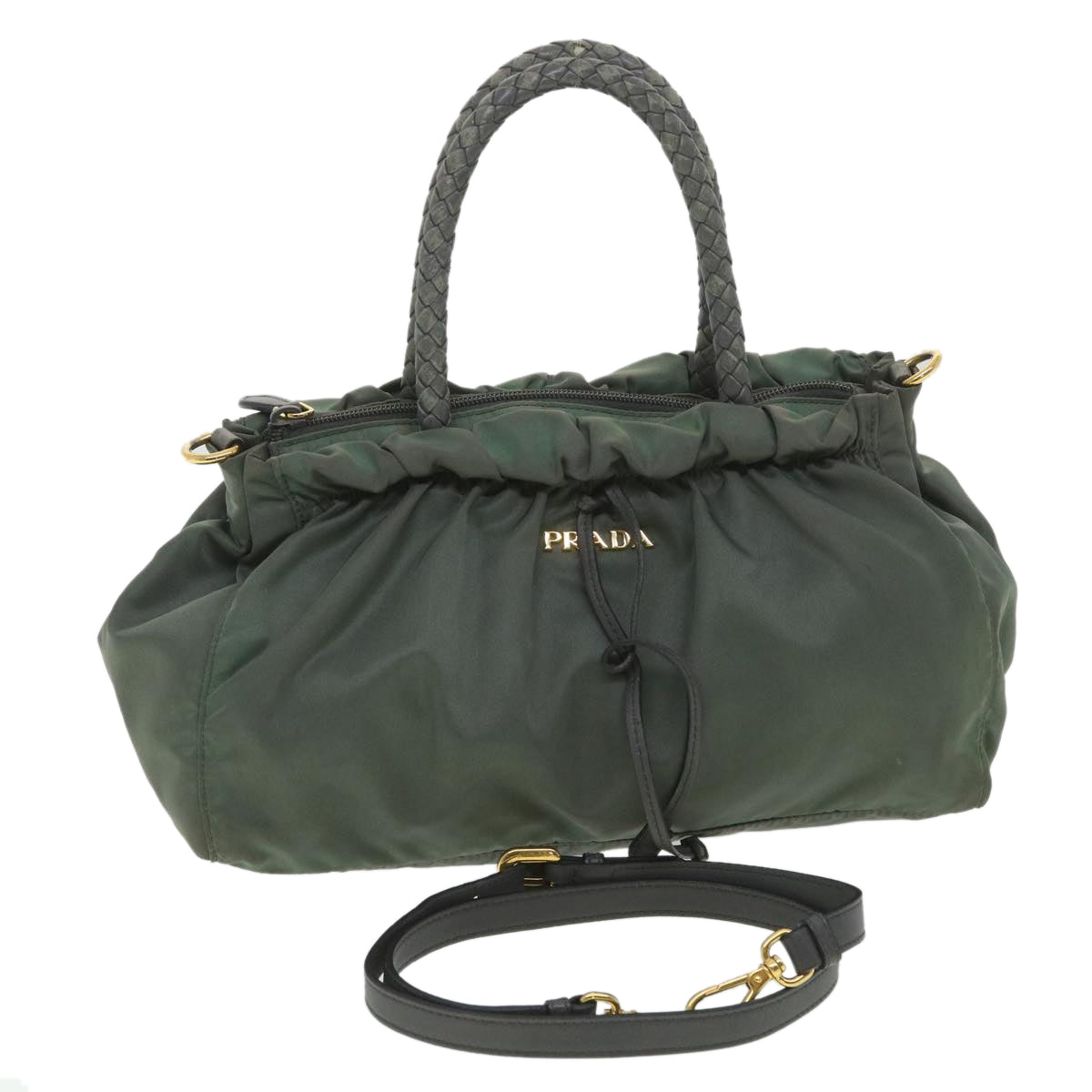 Prada Shoulder Bag Nylon 2way Khaki