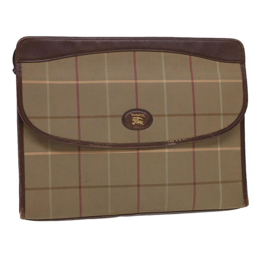 Burberry Nova Check Clutch Bag Nylon Beige Auth bs4852
