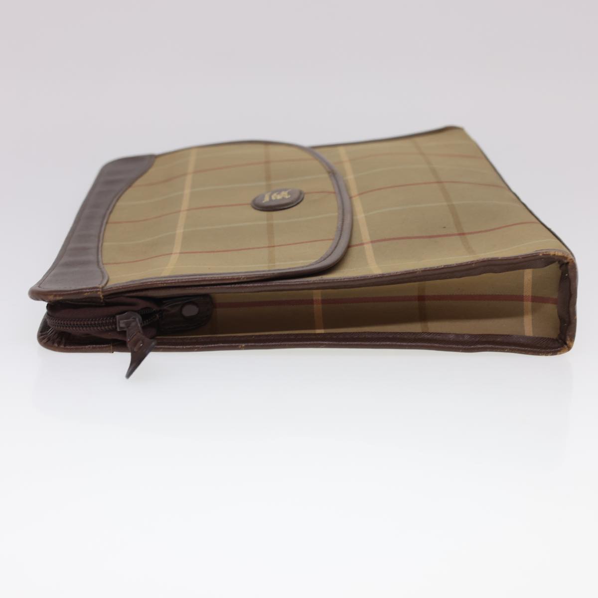 Burberry Nova Check Clutch Bag Nylon Beige Auth bs4852