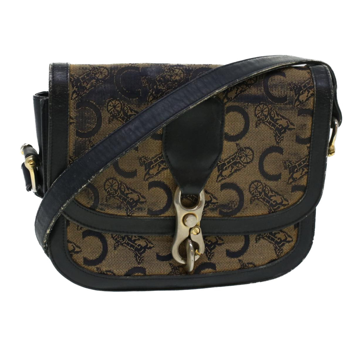 Luxury CELINE C Macadam Canvas Shoulder Bag Navy 5114