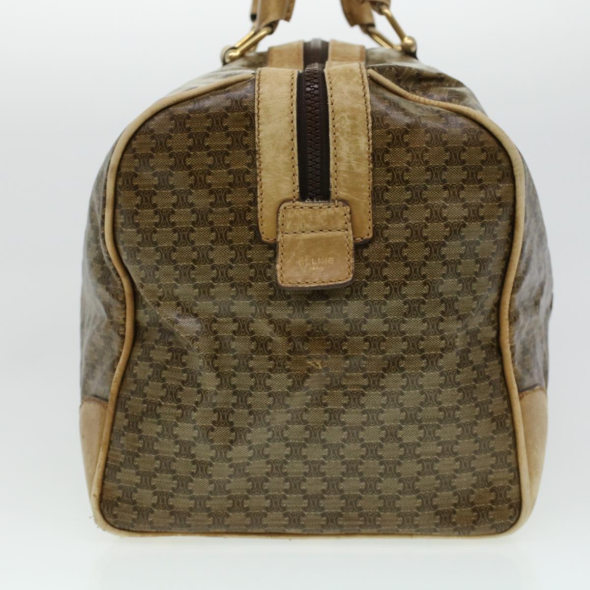 Luxury CELINE Macadam Canvas Boston Bag Beige 5458
