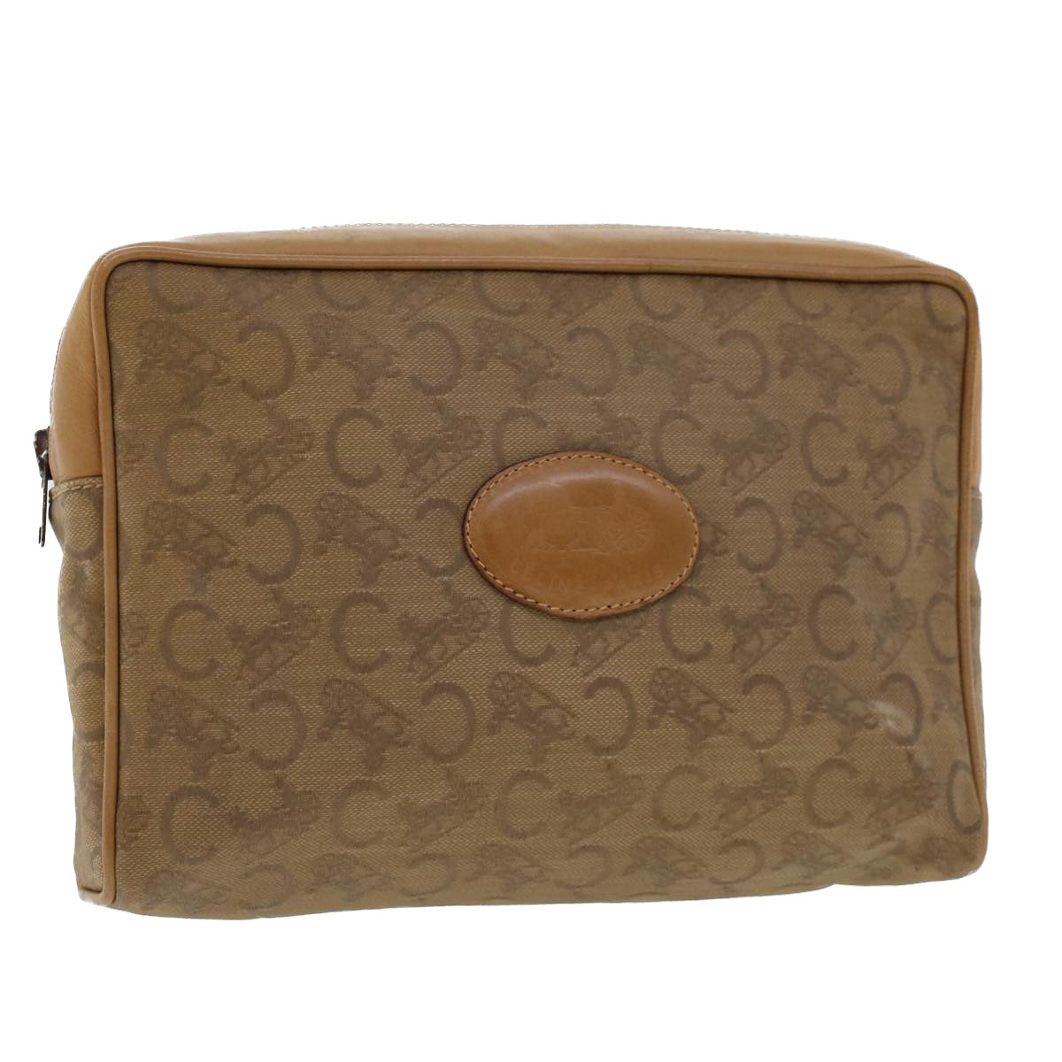 Luxury CELINE C Macadam Canvas Clutch Bag Beige 5459
