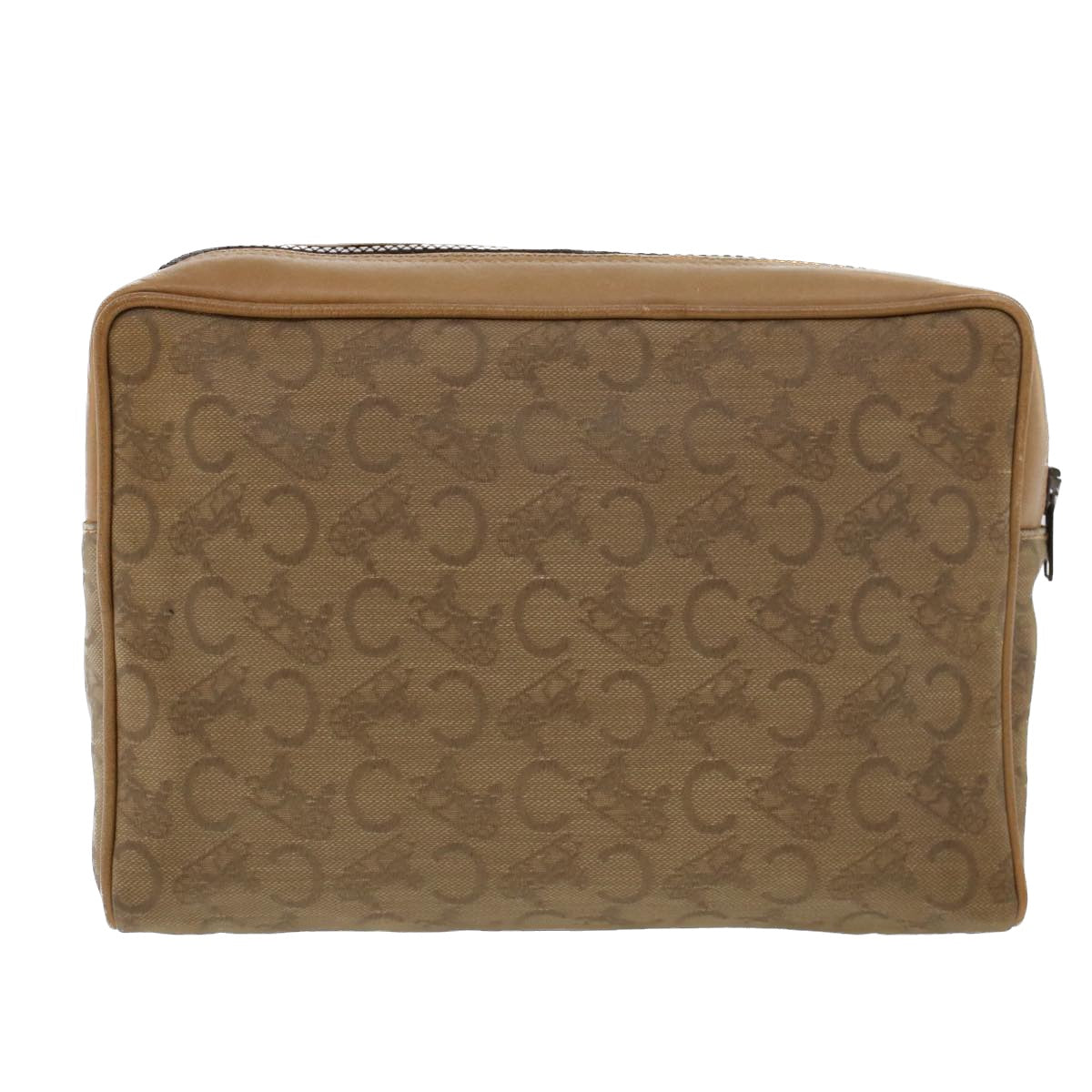 Luxury CELINE C Macadam Canvas Clutch Bag Beige 5459