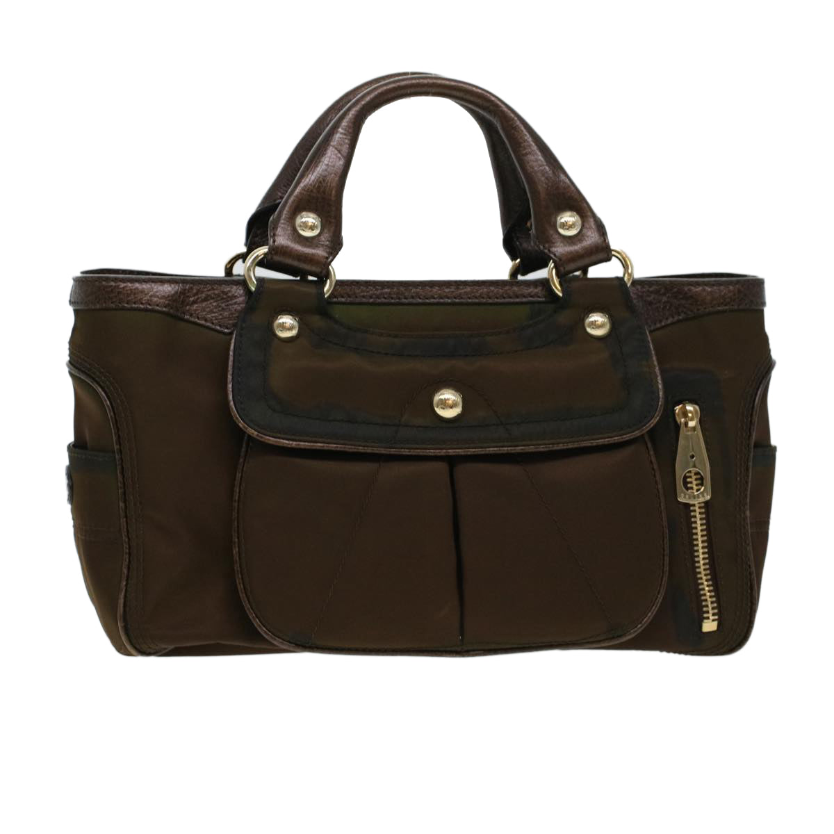 Luxury CELINE Hand Bag Nylon Brown 5493