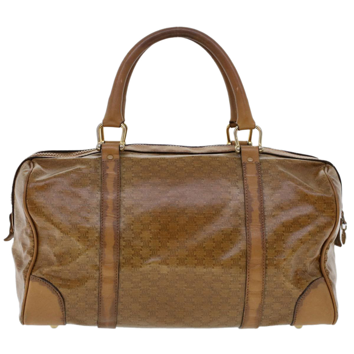Luxury CELINE Macadam Canvas Boston Bag Coated Canvas Brown 6013