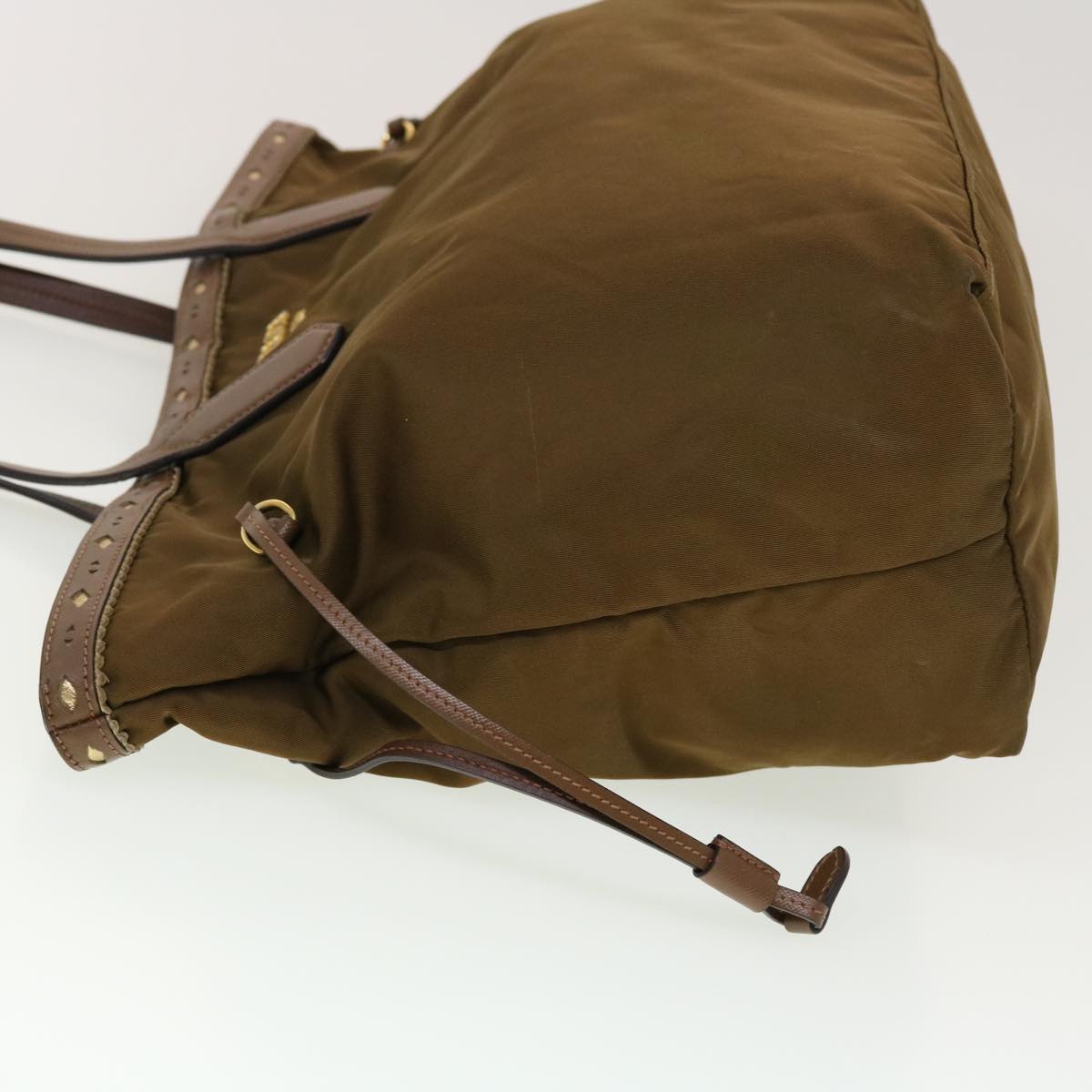 Prada Tote Bag Nylon Leather Khaki