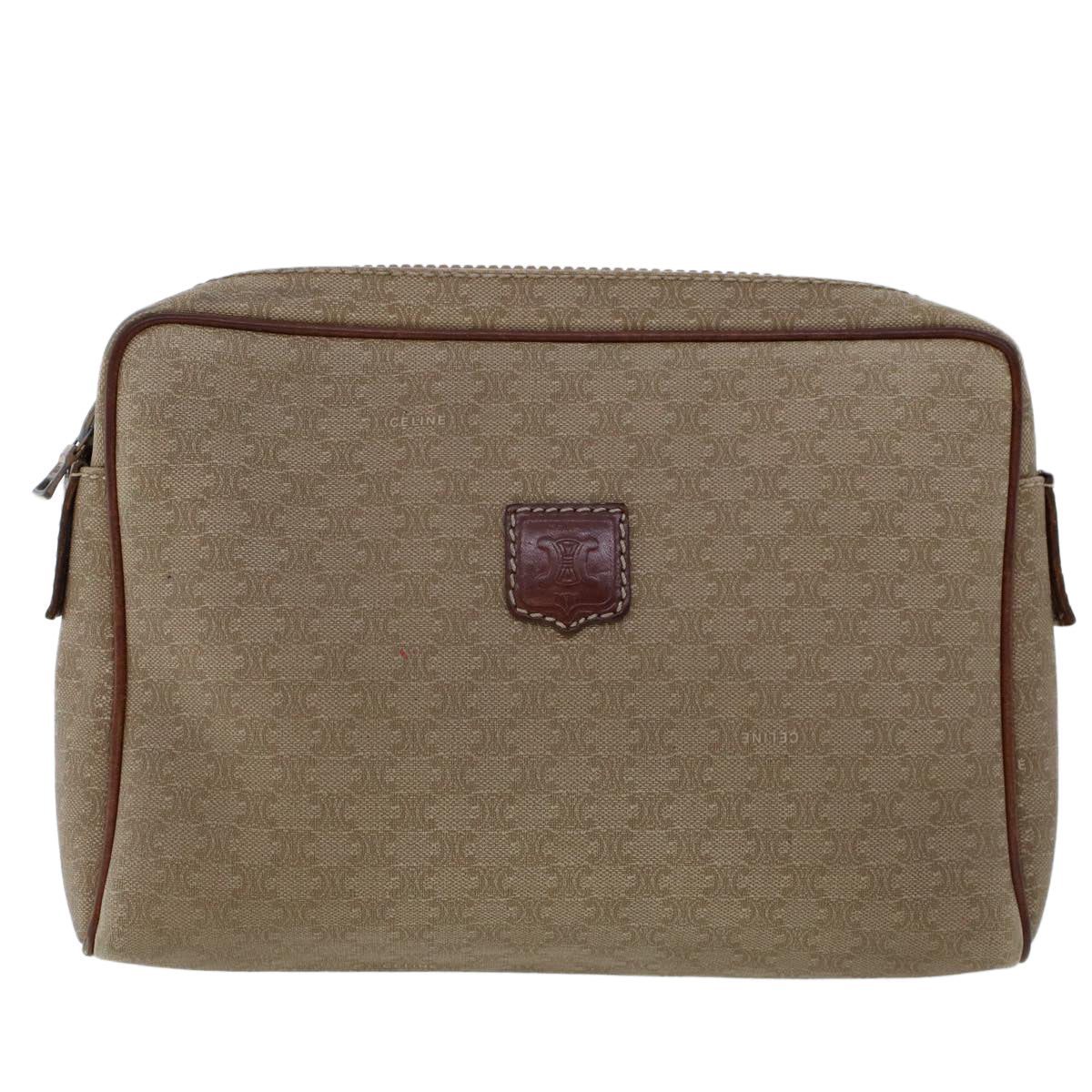 Luxury CELINE Macadam Canvas Clutch Bag PVC Leather 2Set Beige Brown 6264