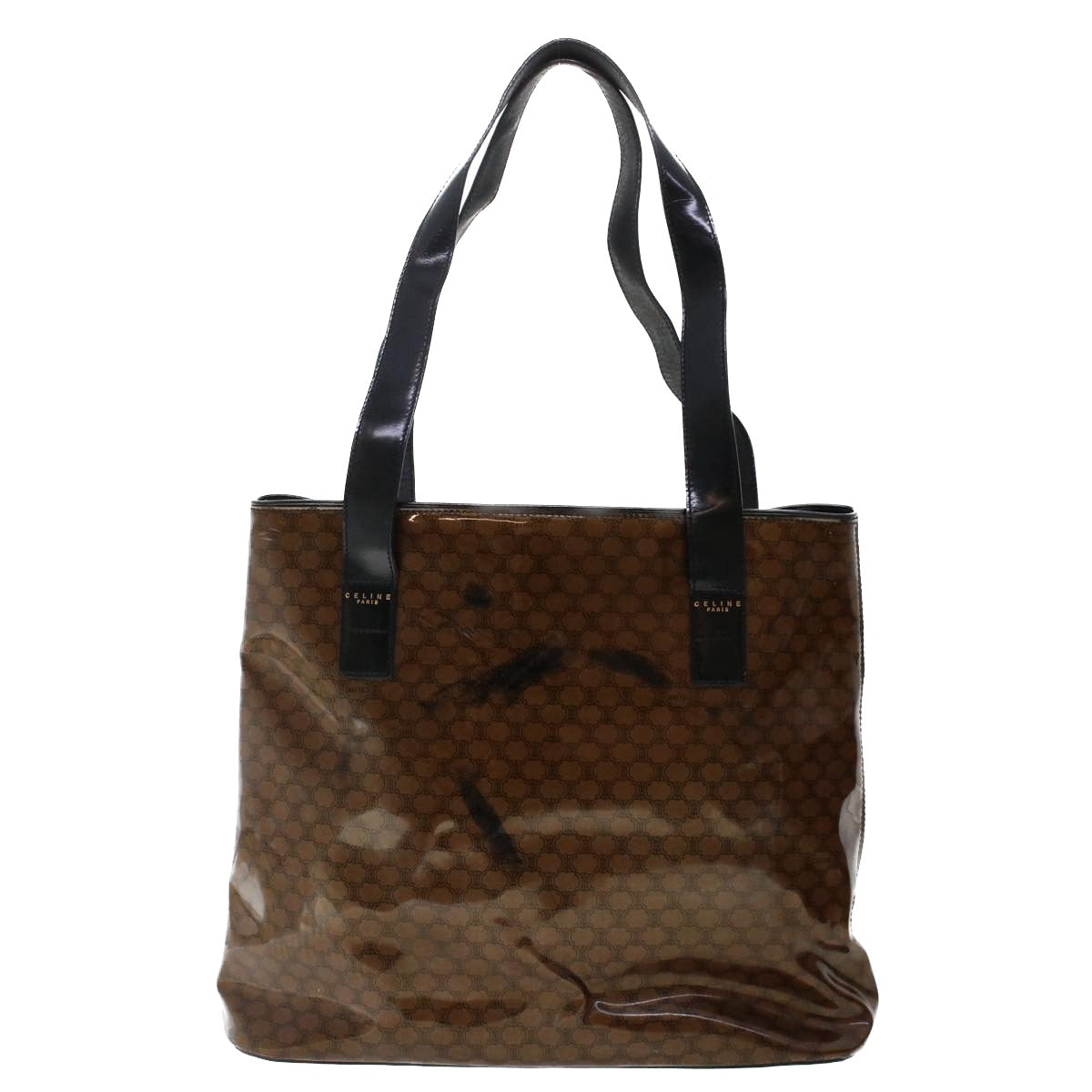 Luxury CELINE Macadam Canvas Pouch Shoulder Bag Enamel 3Set Black Brown 6451