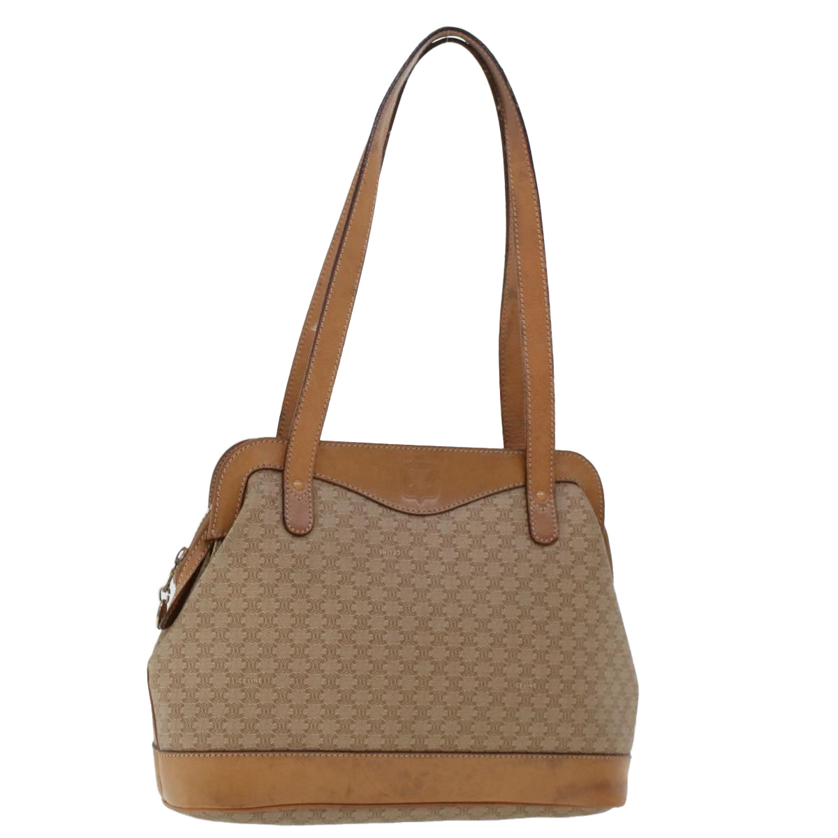 Luxury CELINE Macadam Canvas Pouch Shoulder Bag 2Set Beige 6571