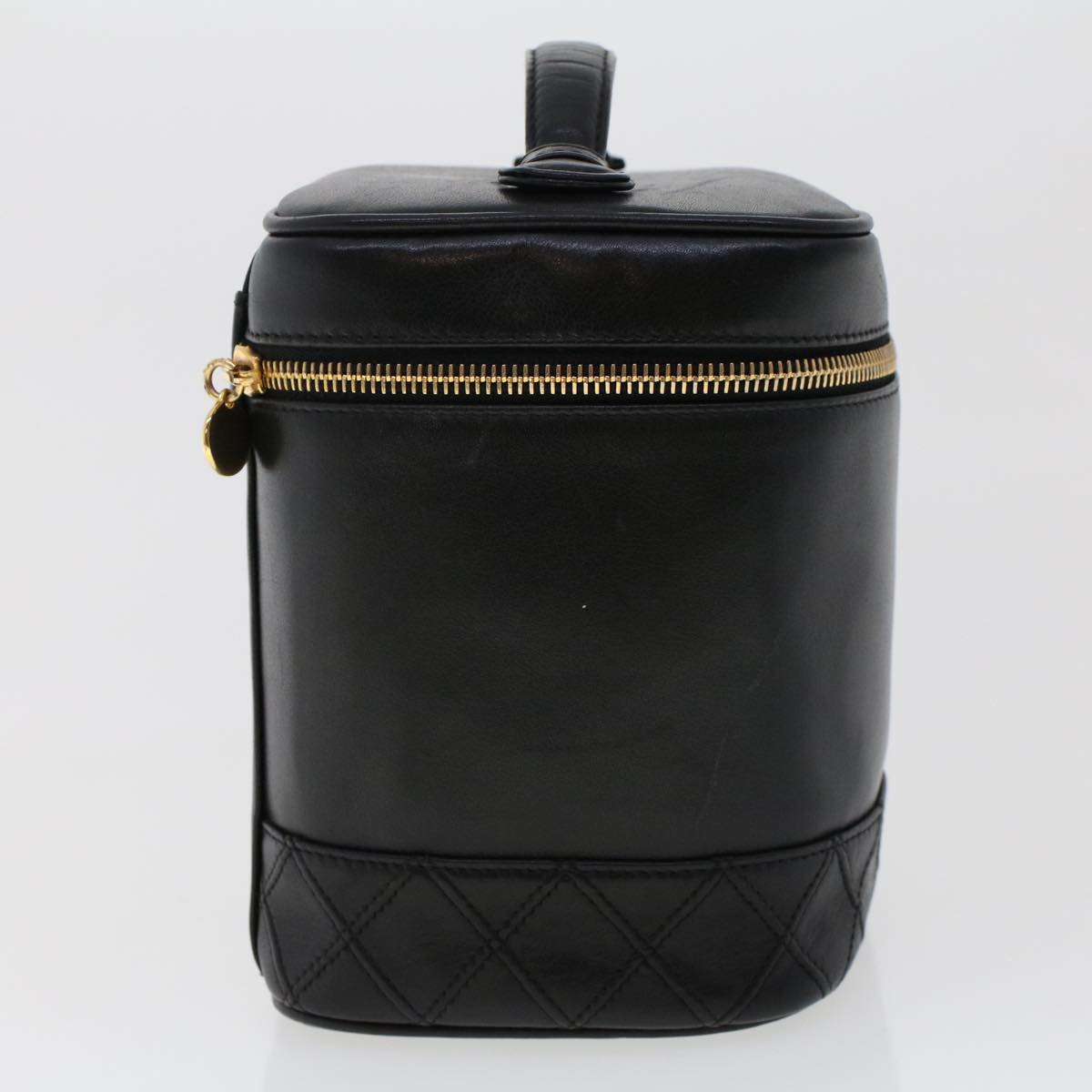 CHANEL Bicolole Vanity Cosmetic Pouch Leather Black CC Auth bs6595