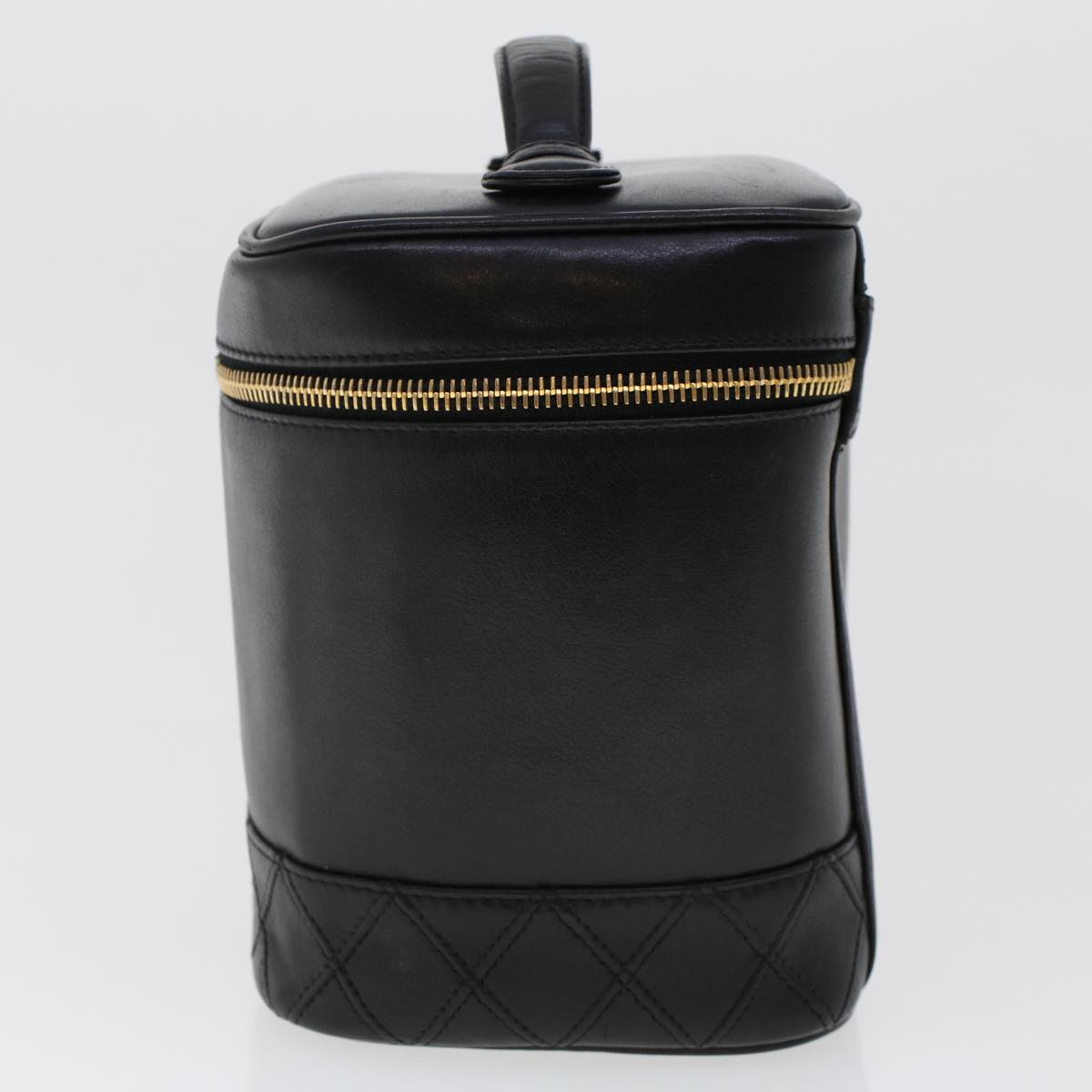 CHANEL Bicolole Vanity Cosmetic Pouch Leather Black CC Auth bs6595