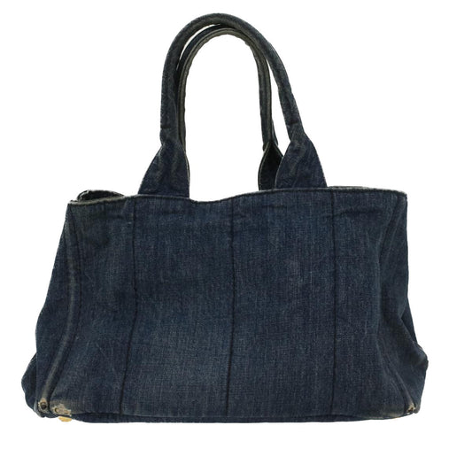 PRADA Kanapa MM Hand Bag Canvas Blue Auth