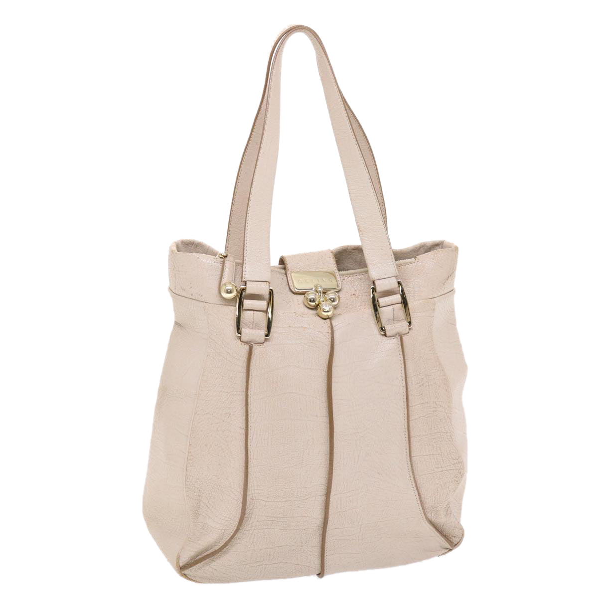 Luxury CELINE Shoulder Bag Leather Beige 6966