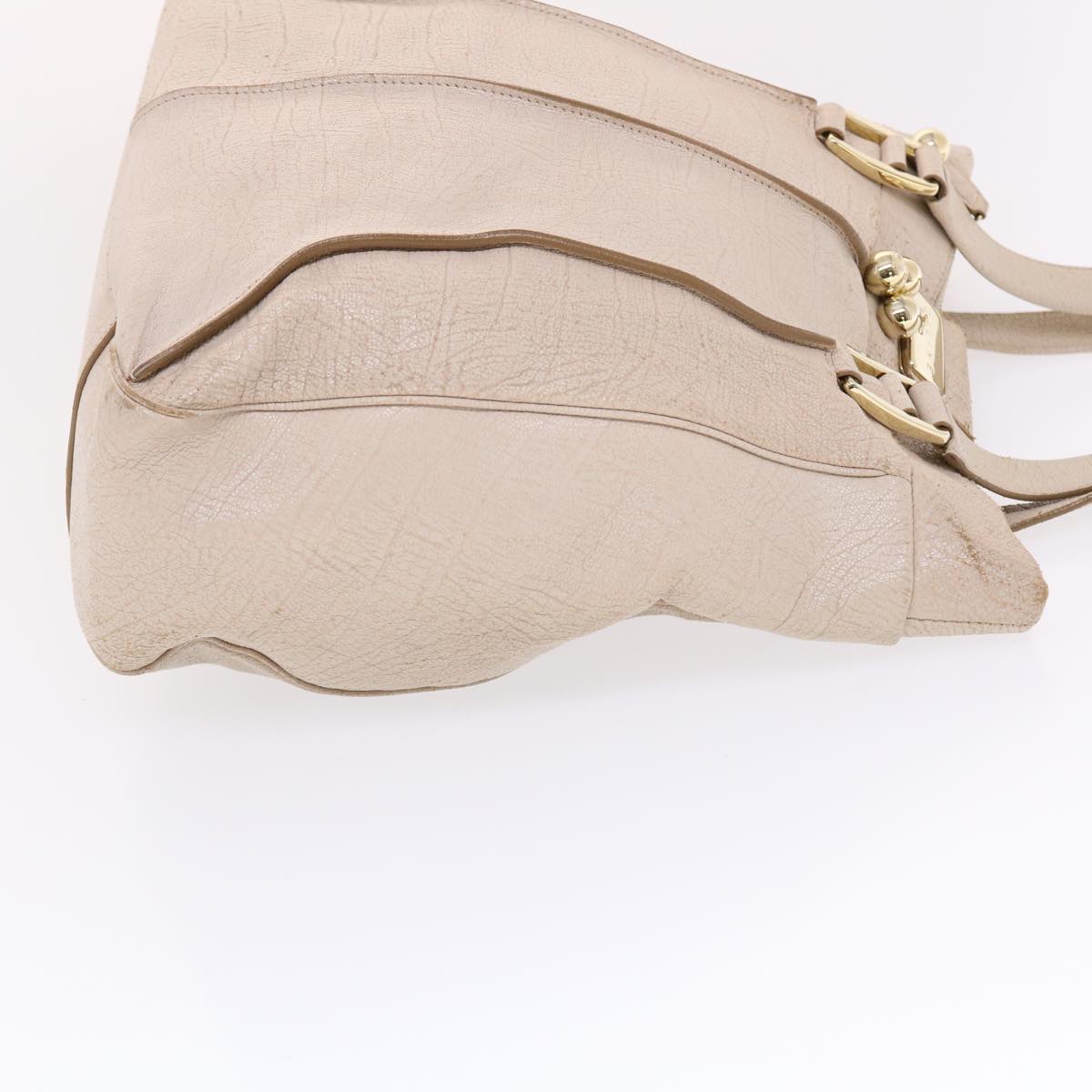 Luxury CELINE Shoulder Bag Leather Beige 6966