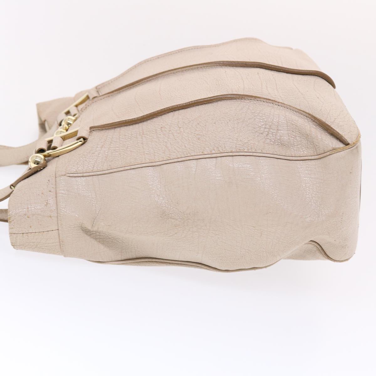Luxury CELINE Shoulder Bag Leather Beige 6966