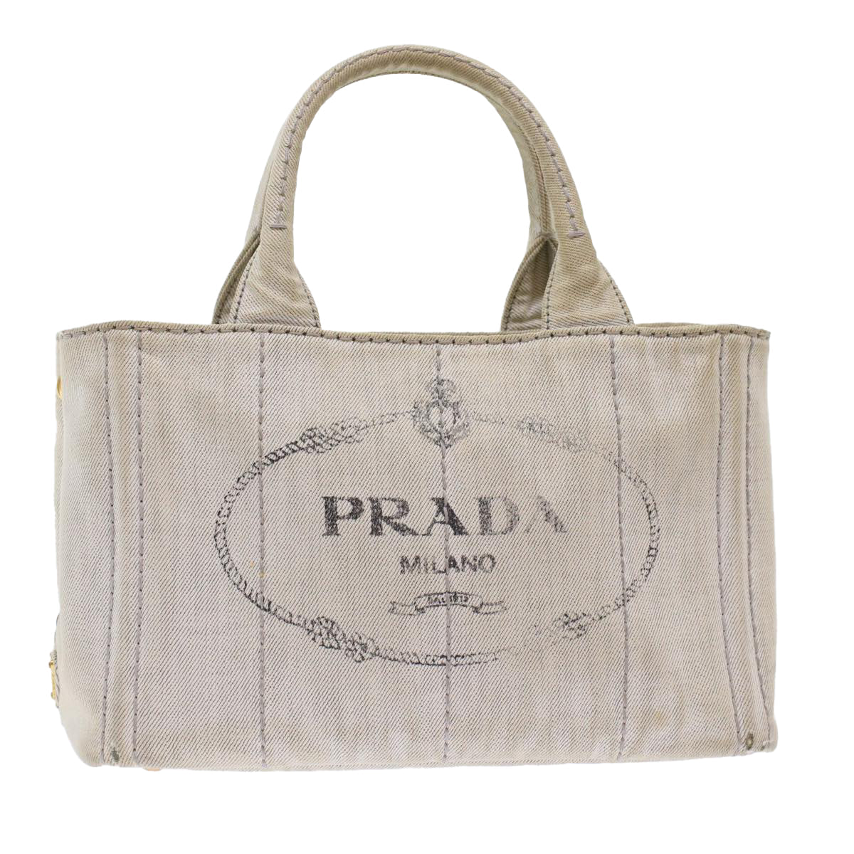 PRADA Kanapa PM Hand Bag Canvas White Auth