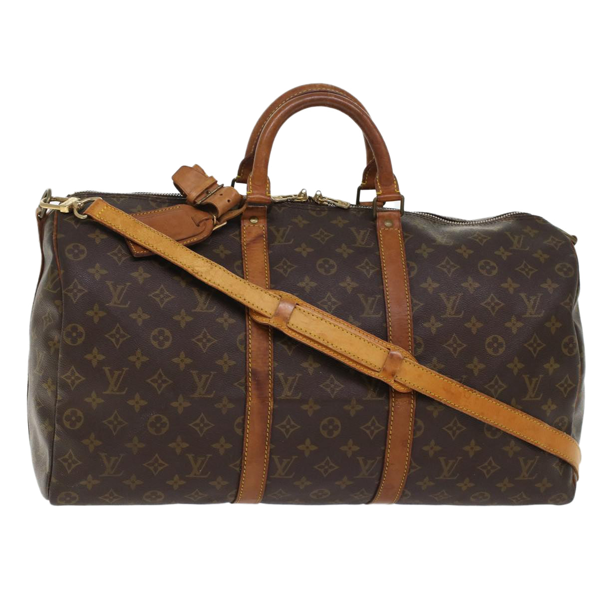 LOUIS VUITTON Monogram Keepall Bandouliere 50 Boston Bag LV Auth bs7041