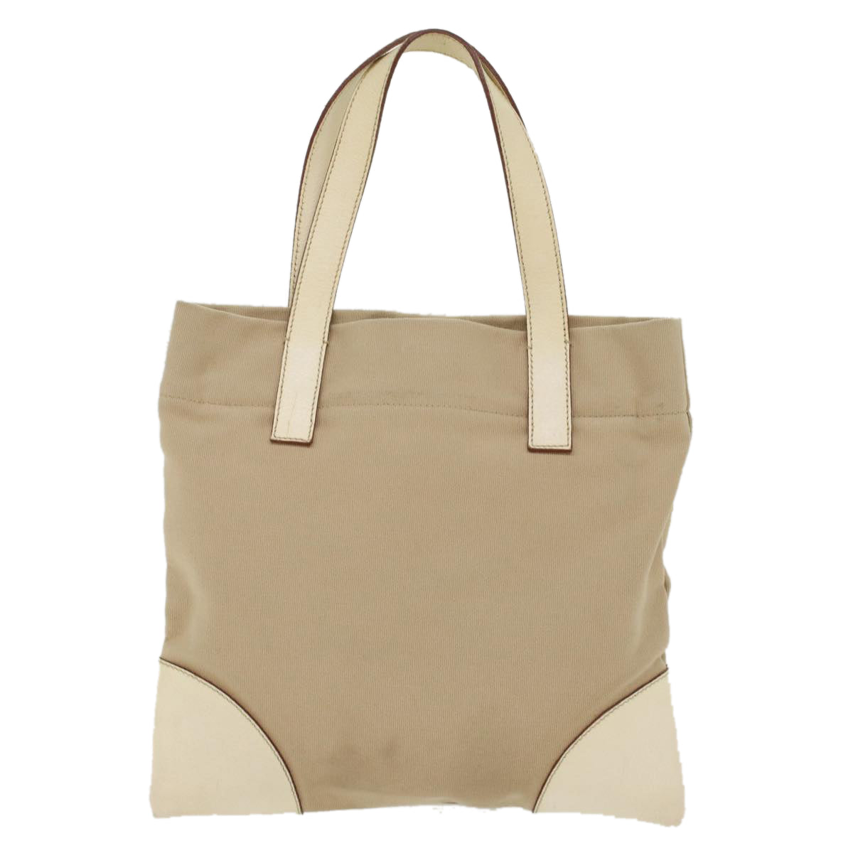 Prada Tote Bag Canvas Leather Beige
