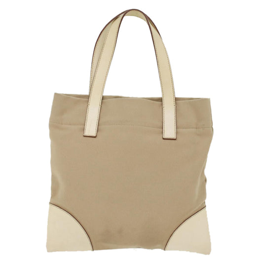 Prada Tote Bag Canvas Leather Beige