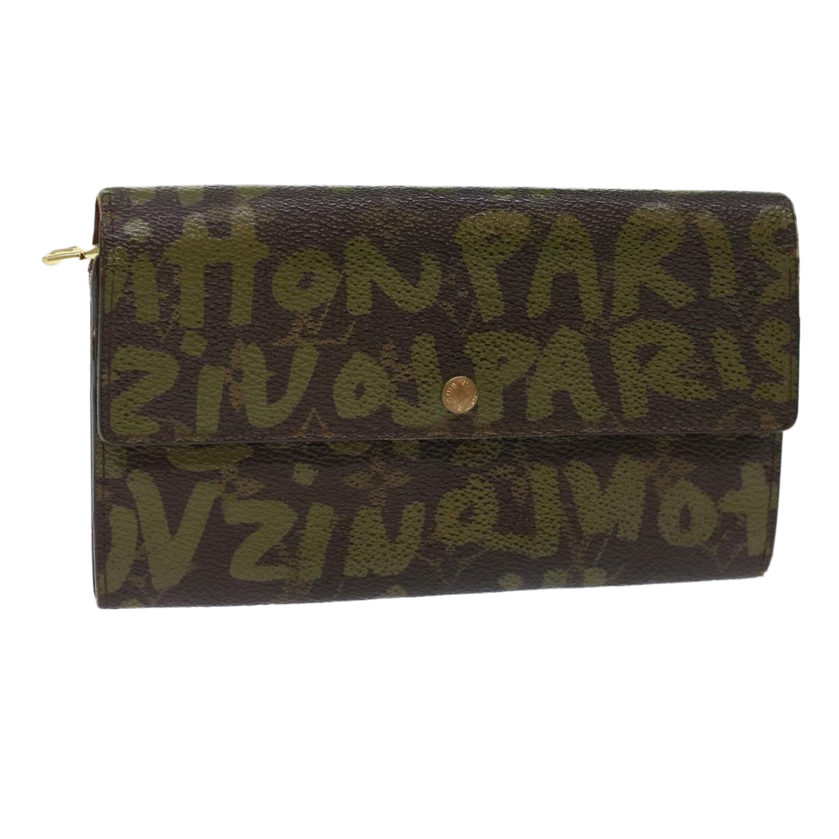 LOUIS VUITTON Monogram Graffiti Portefeiulle Sarah Khaki LV Auth bs7102 Handbag