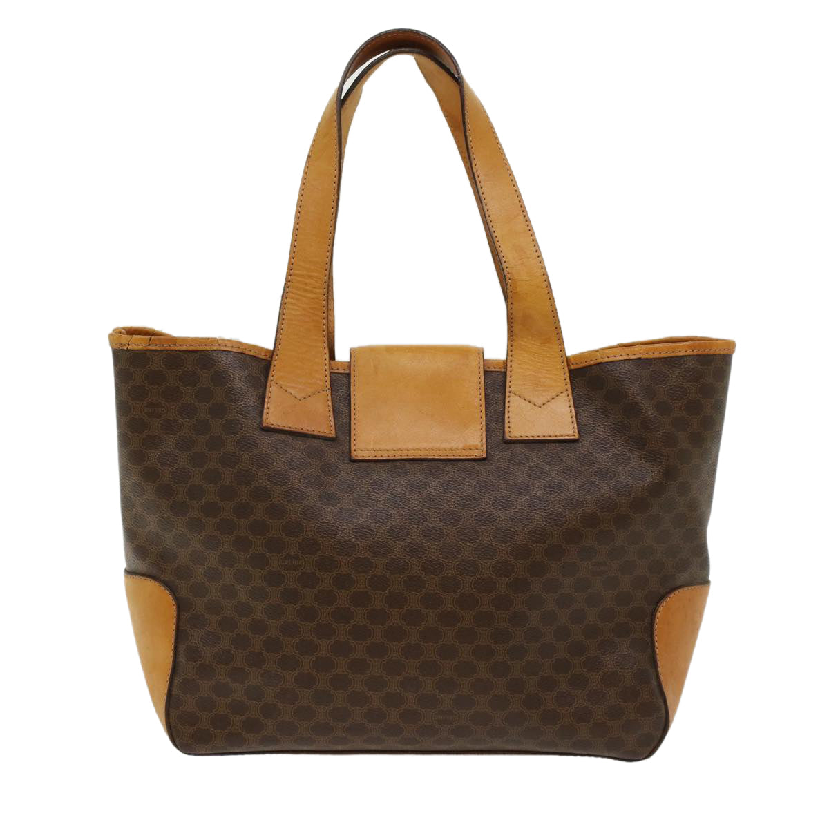 Luxury CELINE Macadam Canvas Shoulder Bag PVC Leather Brown 7113