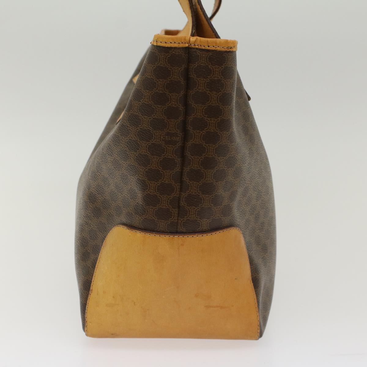Luxury CELINE Macadam Canvas Shoulder Bag PVC Leather Brown 7113