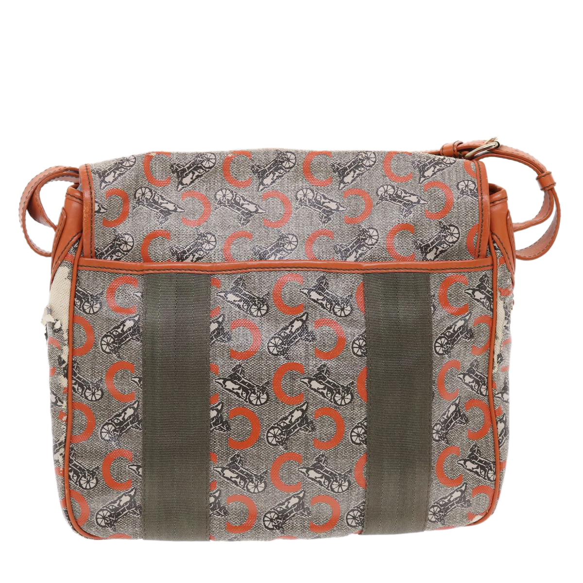Luxury CELINE C Macadam Canvas Shoulder Bag Gray 7140