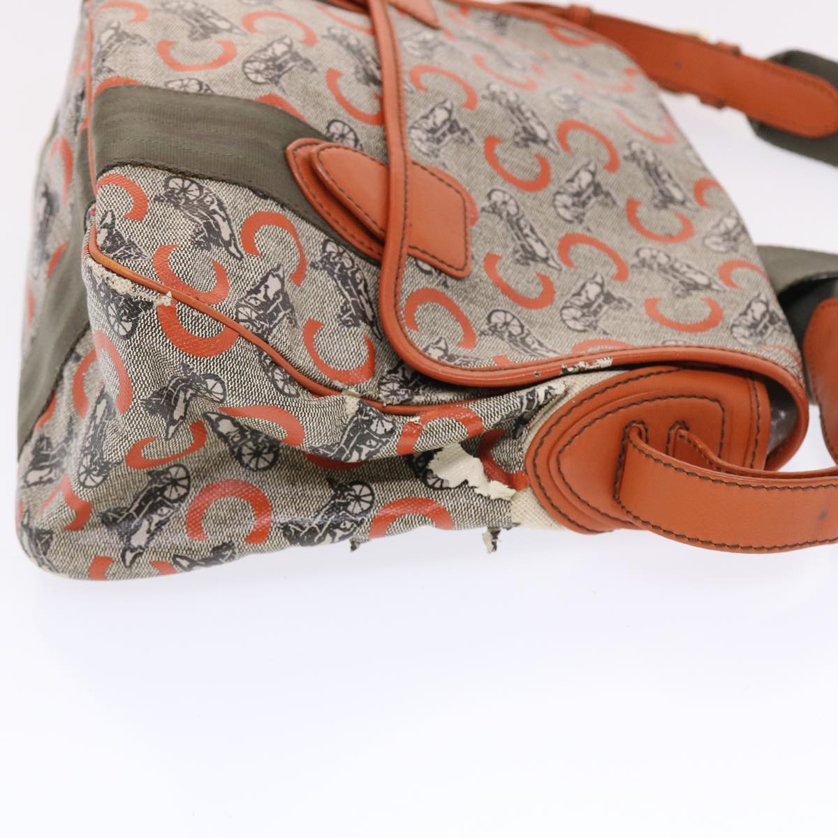 Luxury CELINE C Macadam Canvas Shoulder Bag Gray 7140