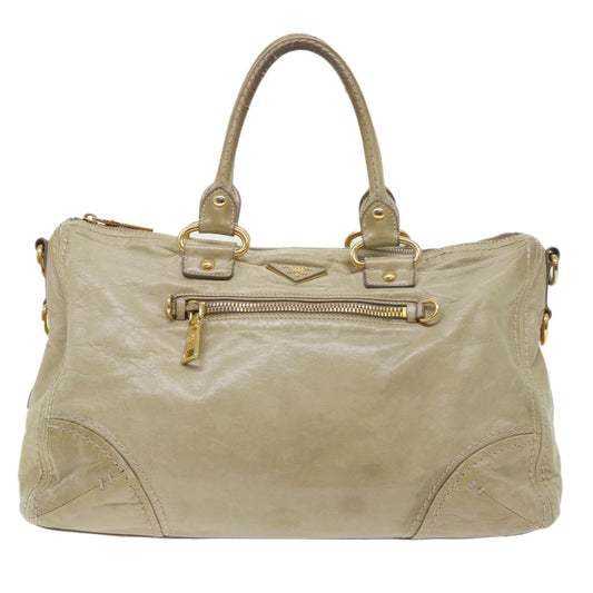Prada Boston Bag Leather Beige