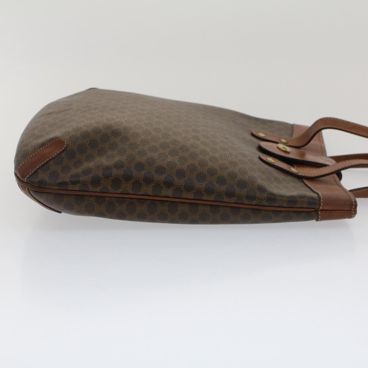 Luxury CELINE Macadam Canvas Shoulder Bag PVC Leather Brown 7491