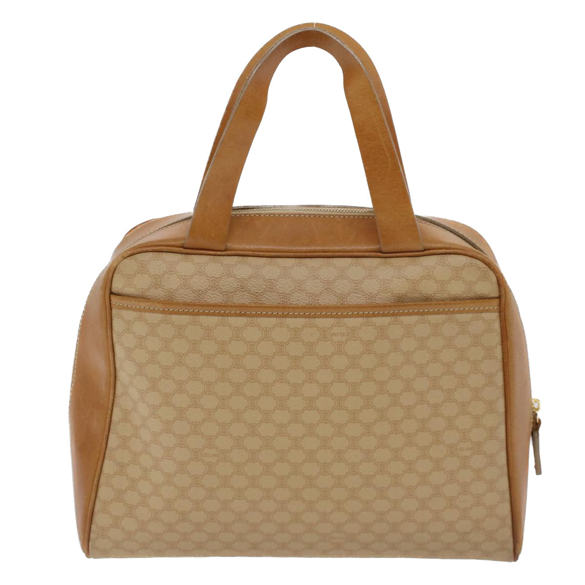 Luxury CELINE Macadam Canvas Hand Bag PVC Leather 2Set Beige Brown 7502