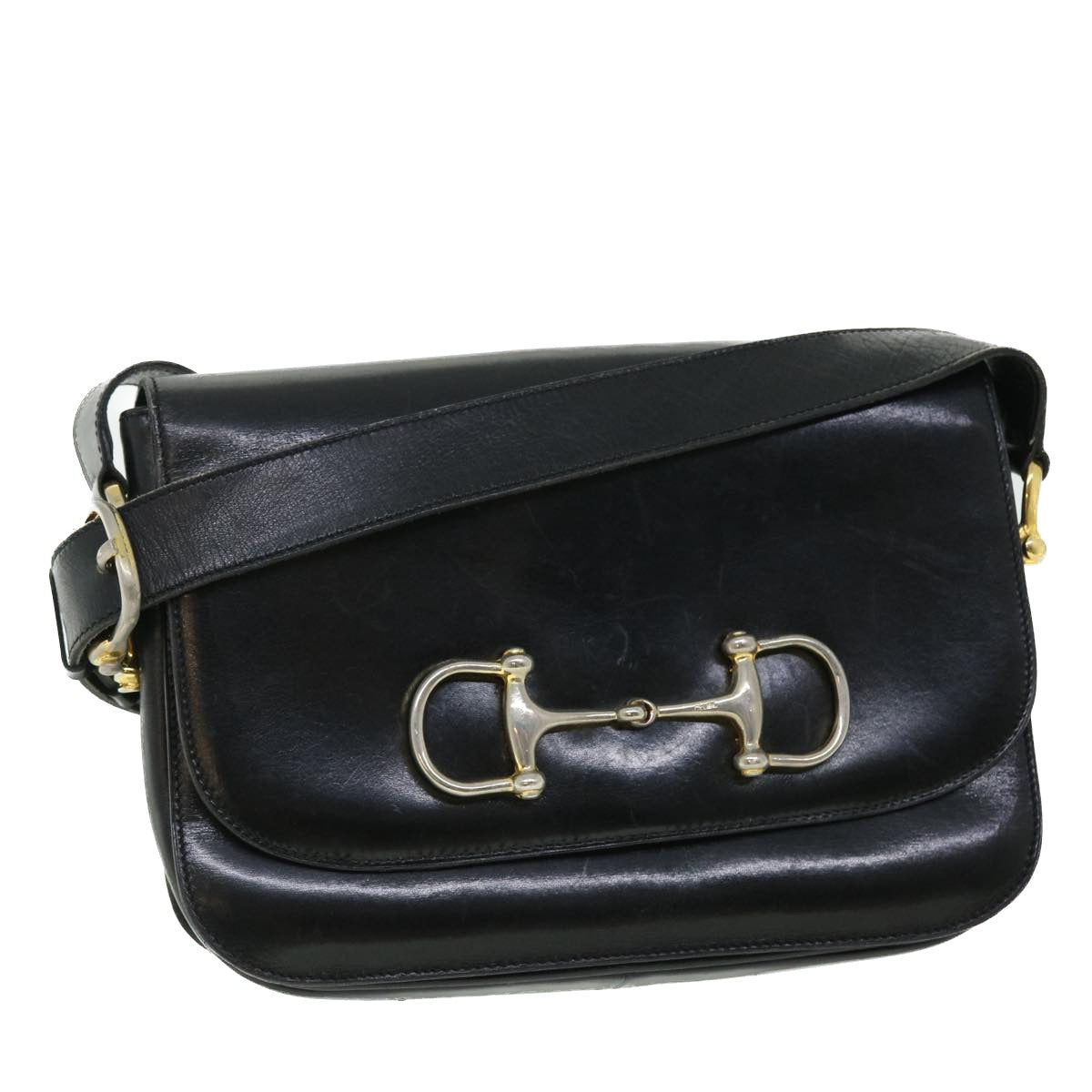 Luxury CELINE Shoulder Bag Leather Black 7529