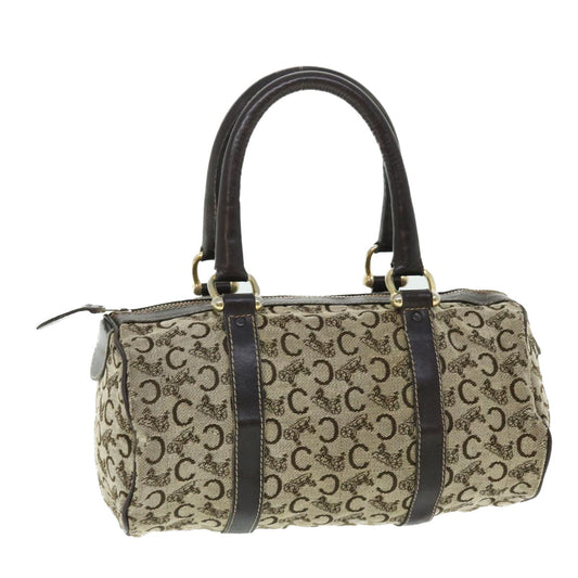 Luxury CELINE C Macadam Canvas Boston Bag Brown 7600