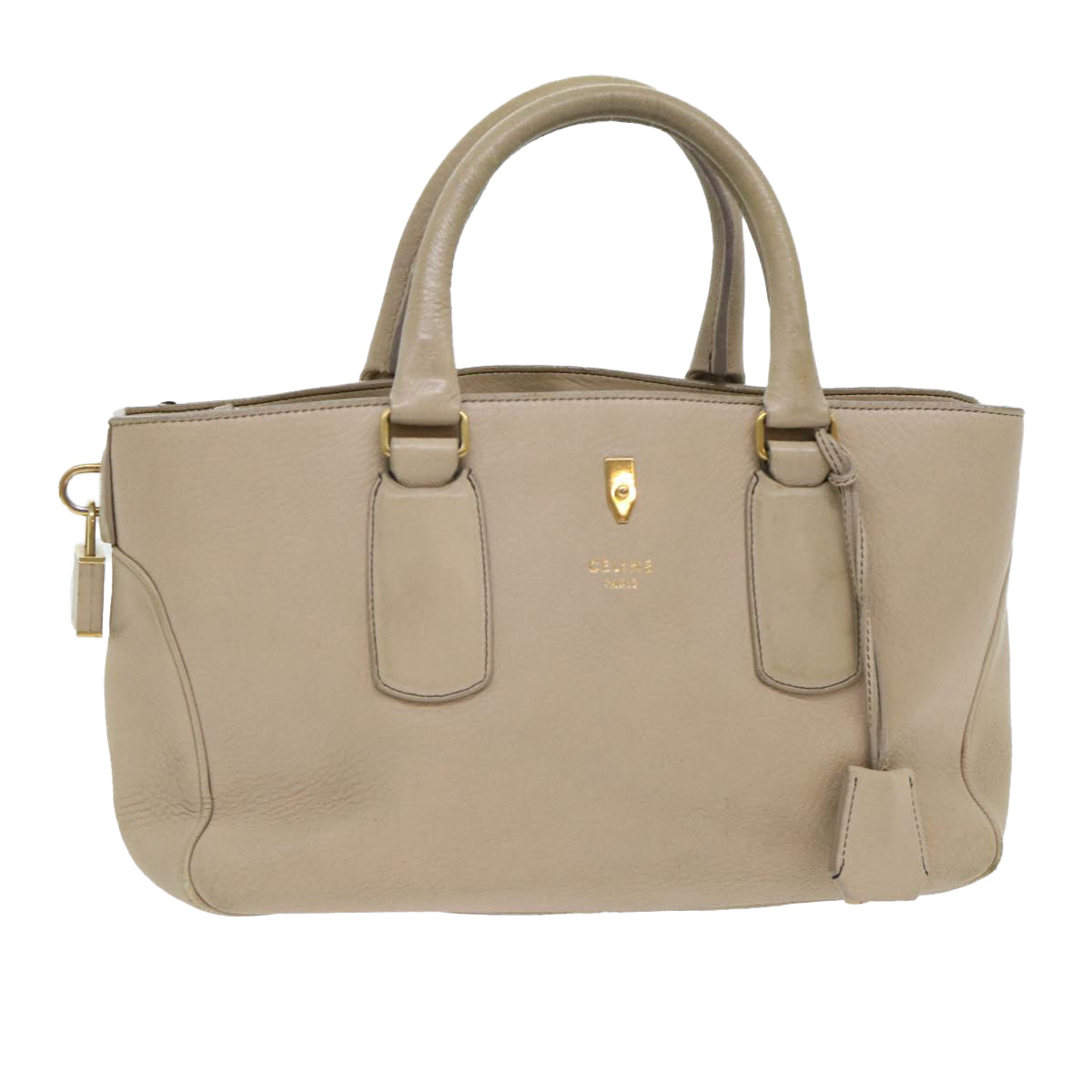 Luxury CELINE Hand Bag Leather Beige 8421