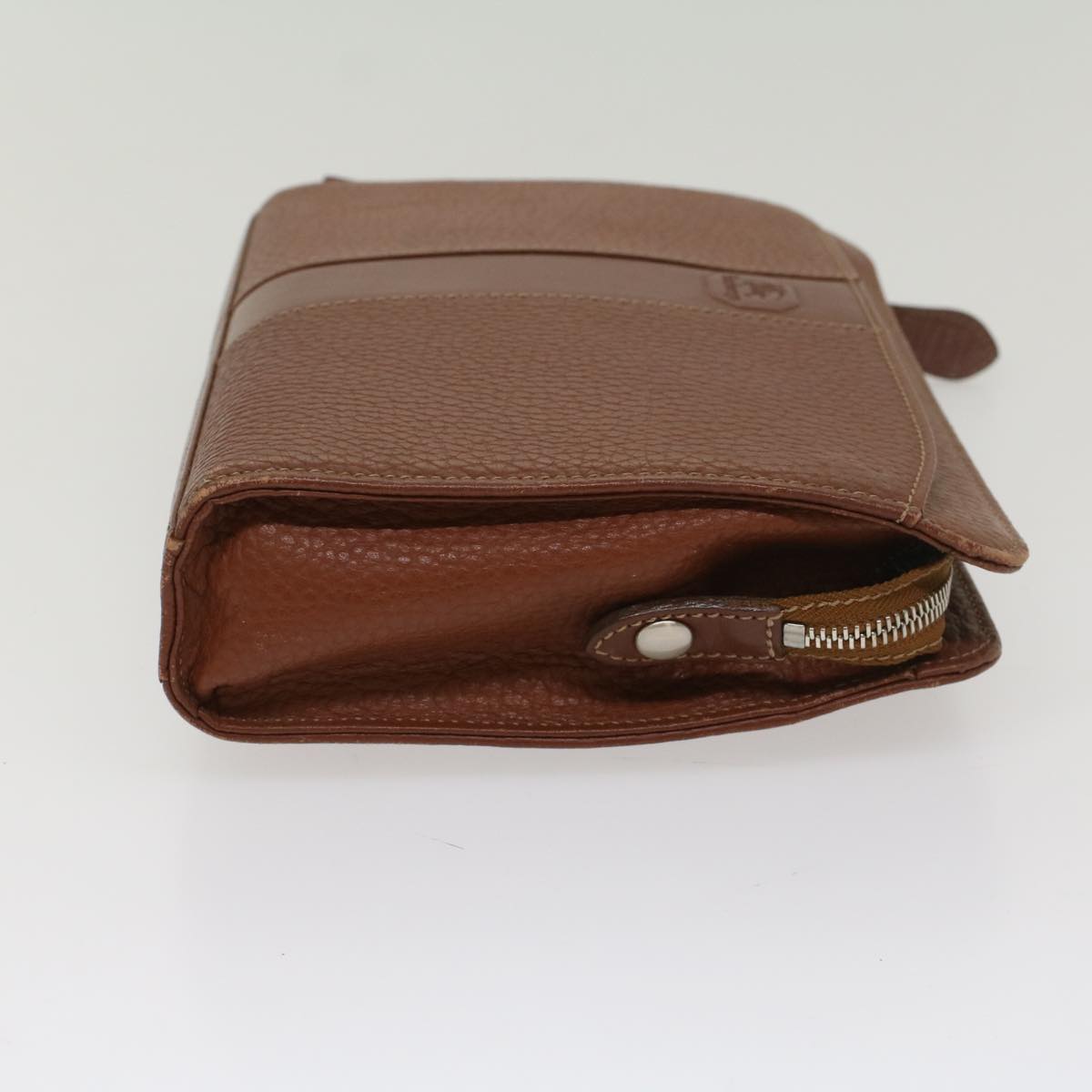 Burberry Clutch Bag Leather Brown Auth bs8539