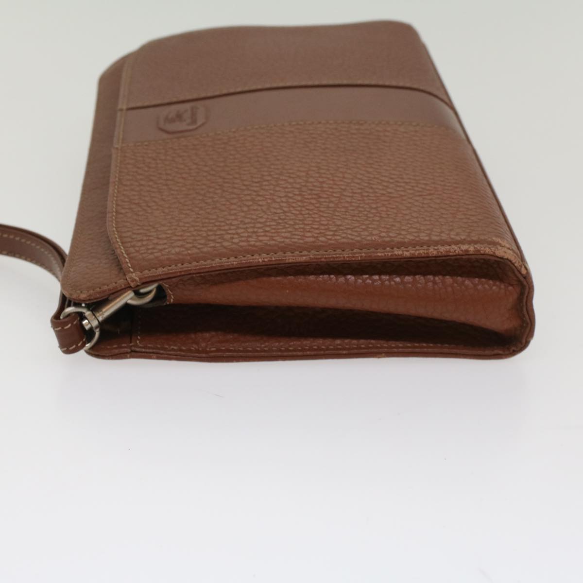 Burberry Clutch Bag Leather Brown Auth bs8539