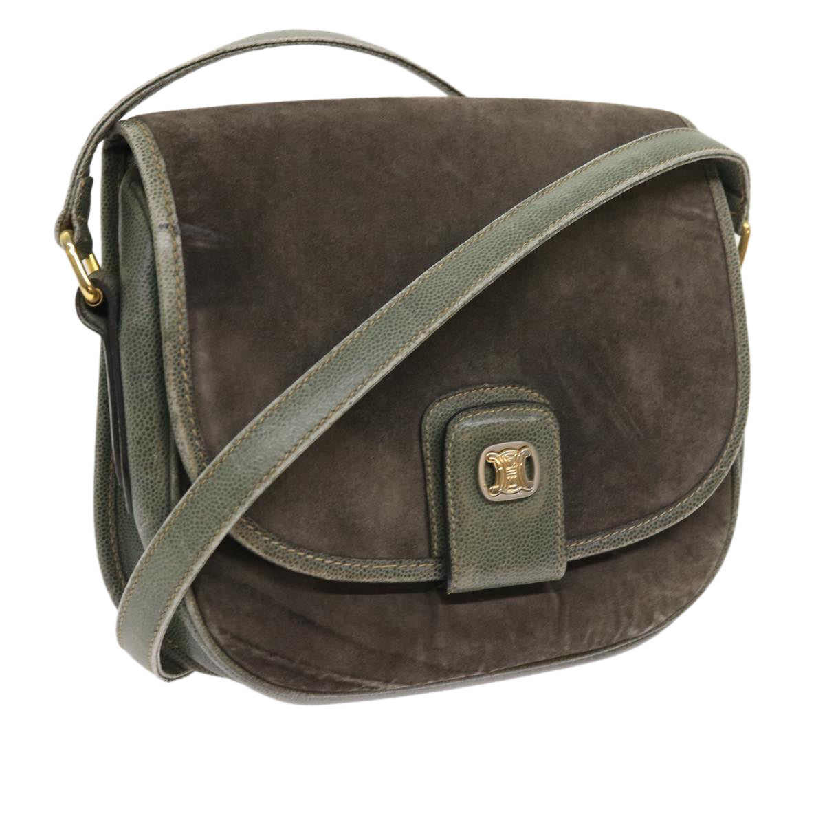 Luxury CELINE Shoulder Bag Suede Gray 8616