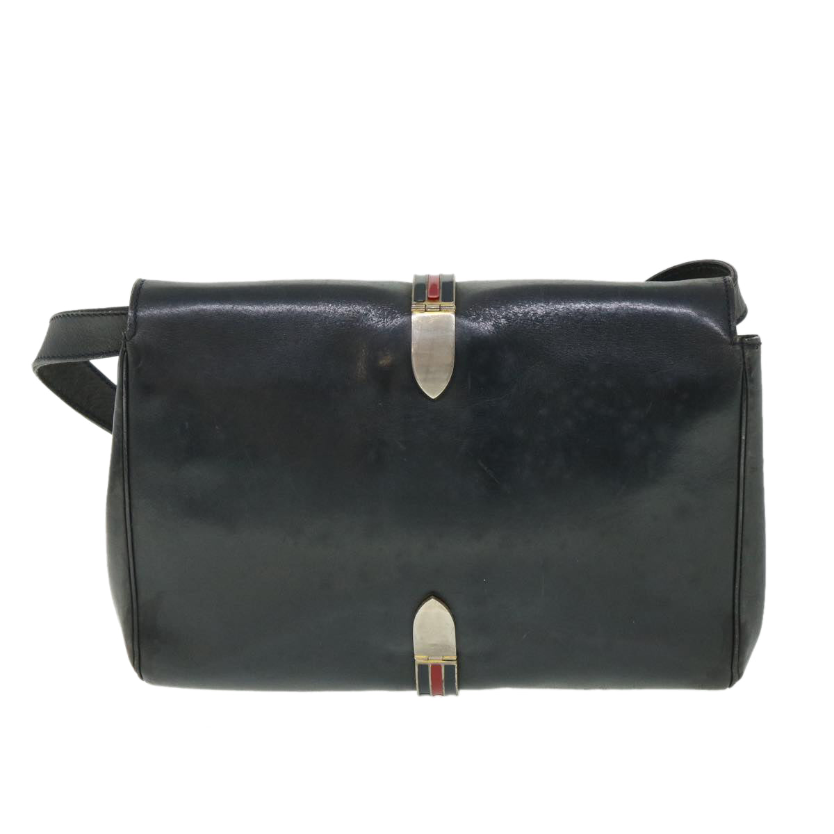Luxury CELINE Horse Carriage Shoulder Bag Leather Navy 8618
