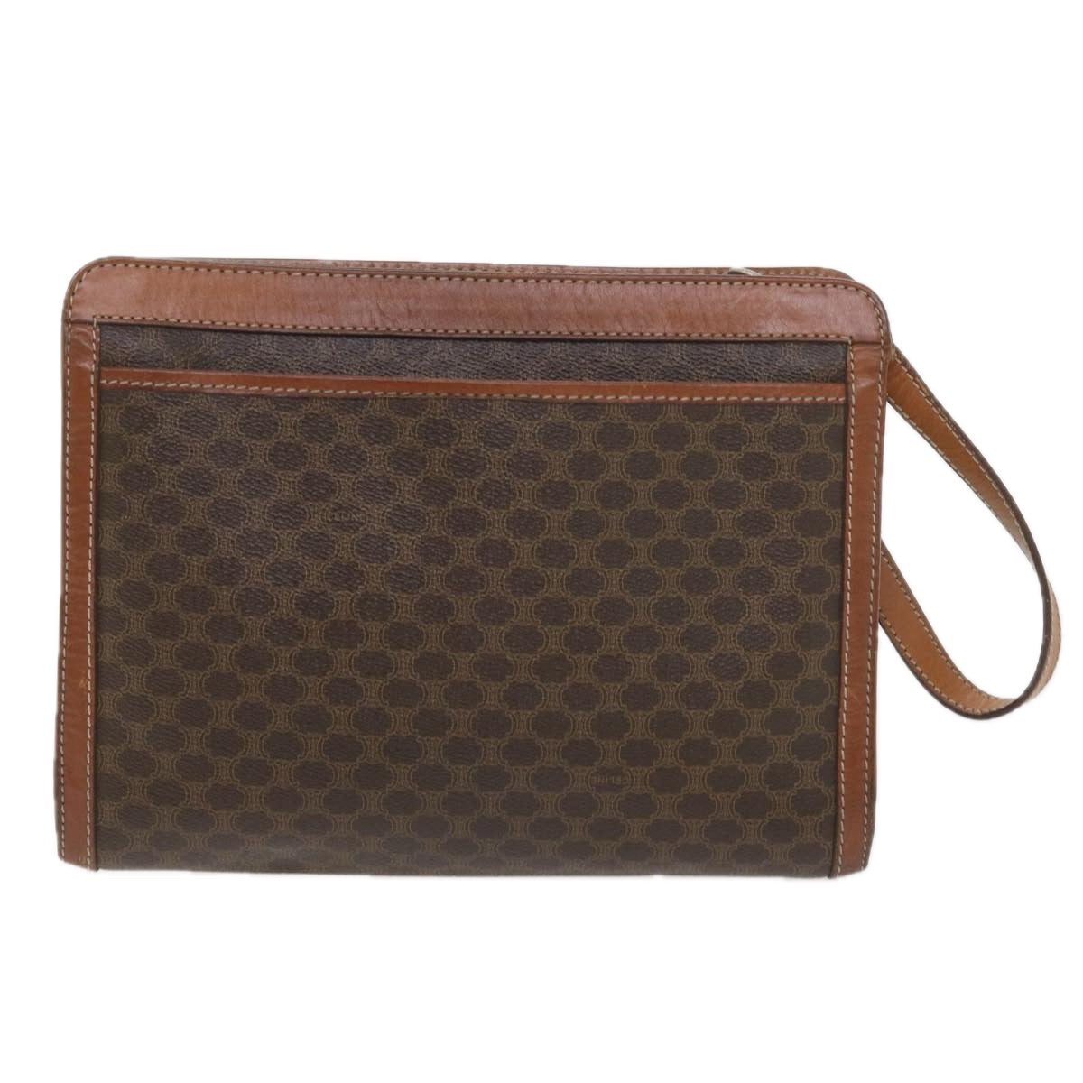 Luxury CELINE Macadam Canvas Clutch Bag PVC Leather 4Set Brown Beige 8705