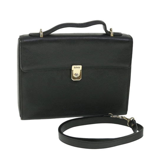 Burberry Hand Bag Leather 2way Black Auth bs8729