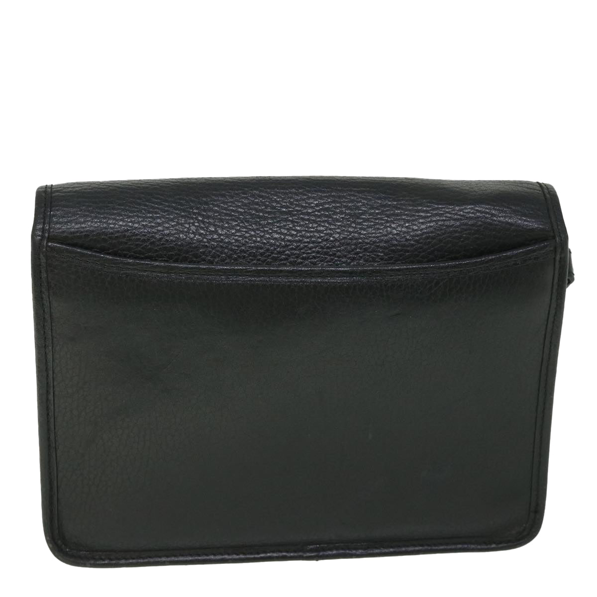 Burberry Clutch Bag Leather Black Auth bs8730