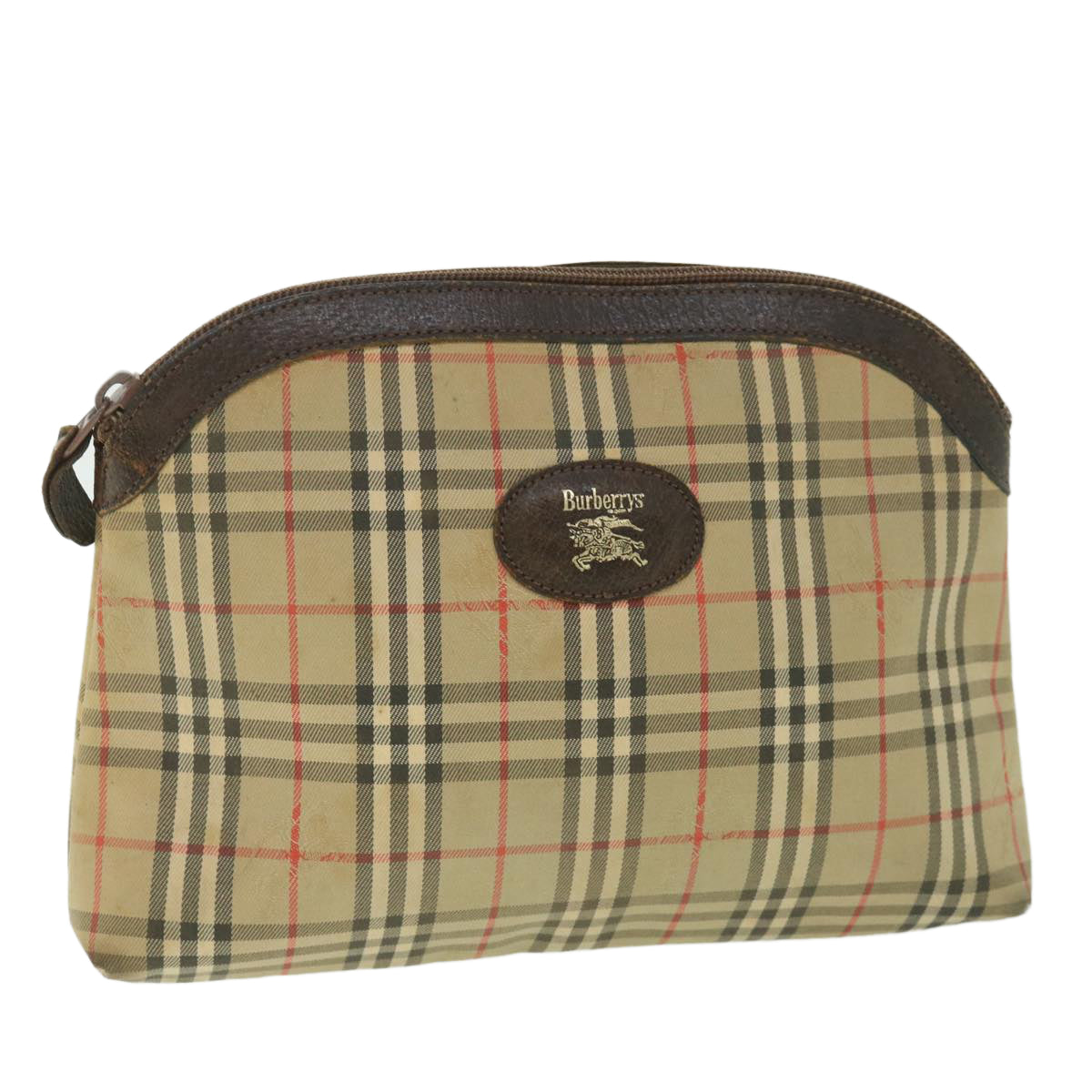 Burberry Nova Check Clutch Bag Canvas Nylon Beige Auth bs9050