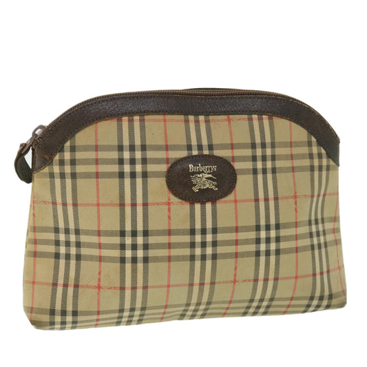Burberry Nova Check Clutch Bag Canvas Nylon Beige Auth bs9050