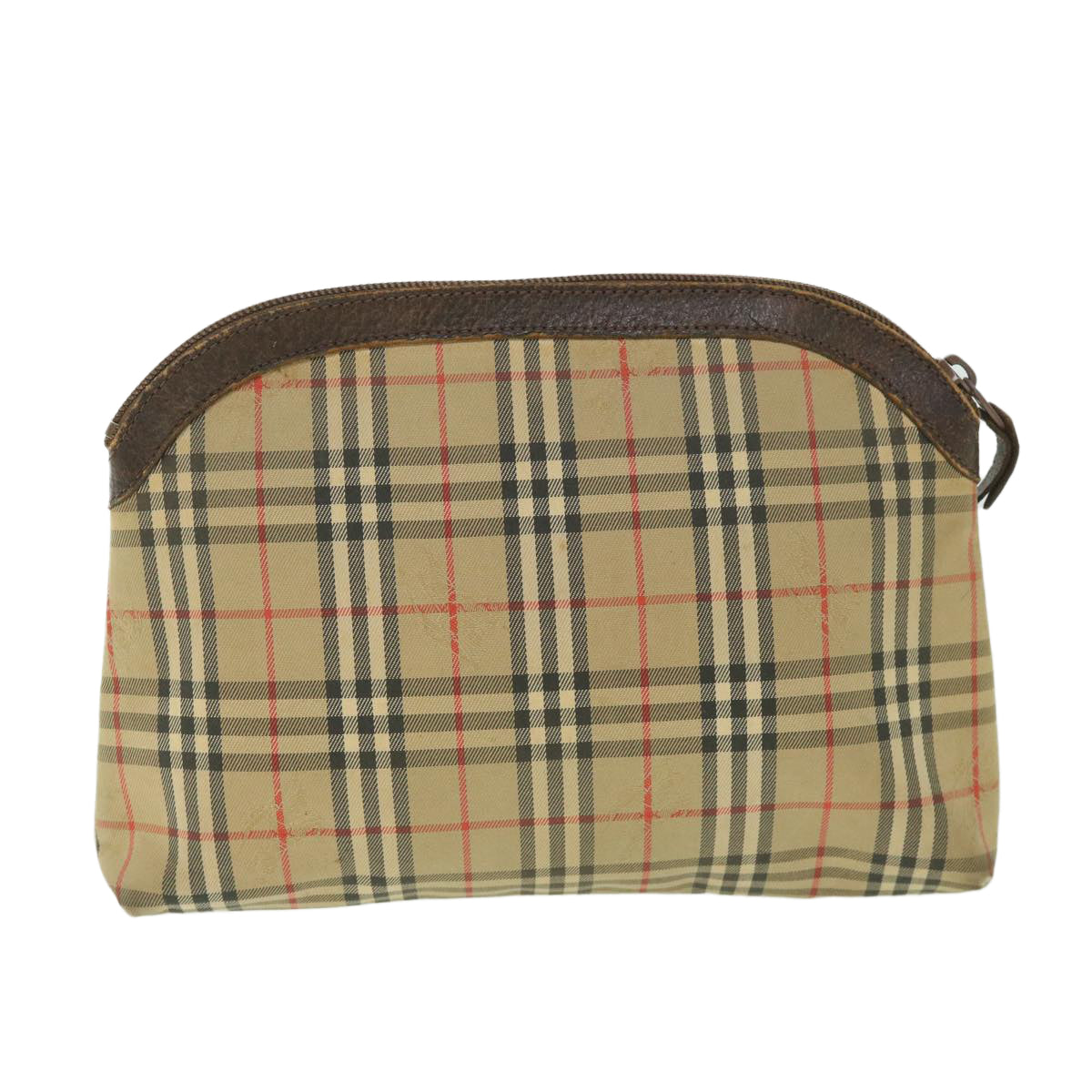 Burberry Nova Check Clutch Bag Canvas Nylon Beige Auth bs9050