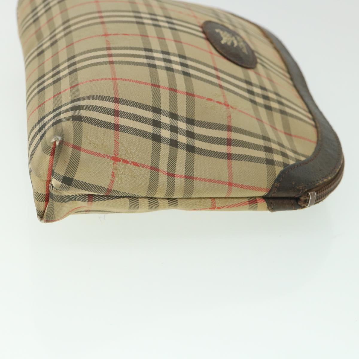 Burberry Nova Check Clutch Bag Canvas Nylon Beige Auth bs9050