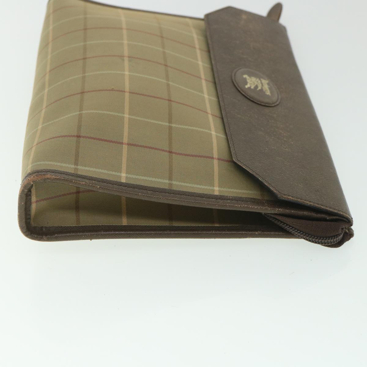 Burberry Nova Check Clutch Bag Nylon Canvas Brown Auth bs9092