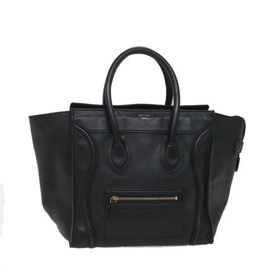 Luxury CELINE Luggage Tote Bag Leather Black 9159